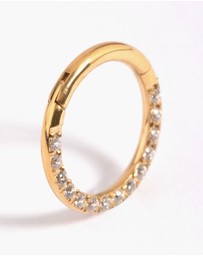 Lovisa - Gold Plated Titanium Cubic Zirconia Clicker Ring