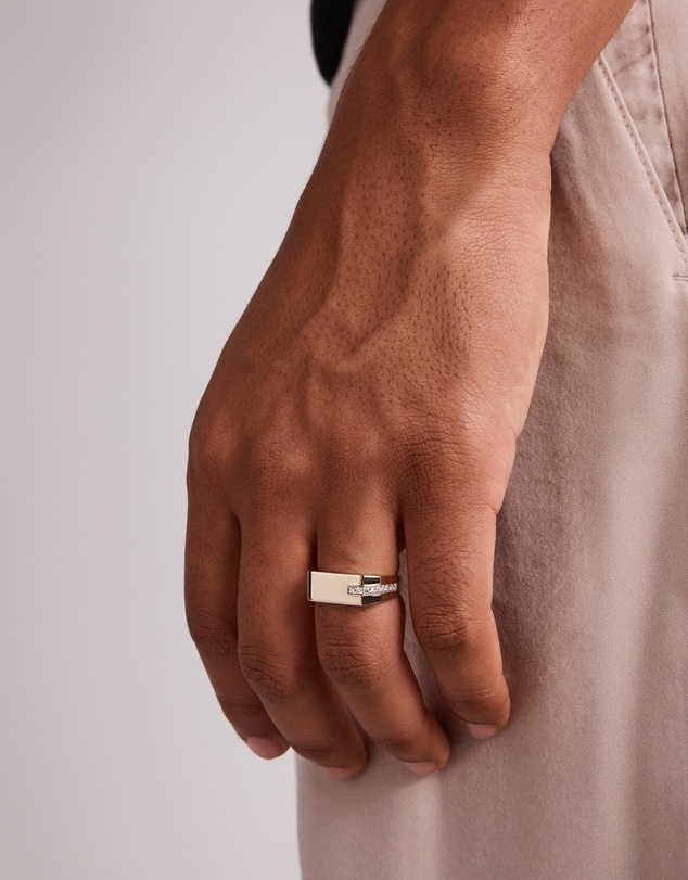 Michael Hill - Diamond Accent Men's Signet Ring in 10kt Yellow and White Gold
