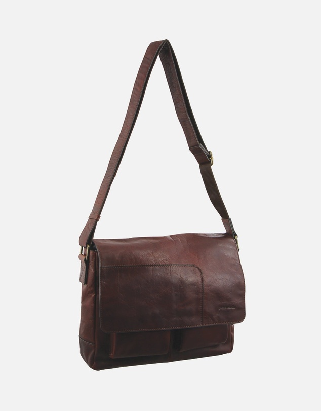 Pierre Cardin - Pierre Cardin Rustic Leather Computer/Messenger Bag