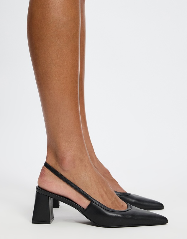 Atmos&Here - Raven Leather Slingback Heels