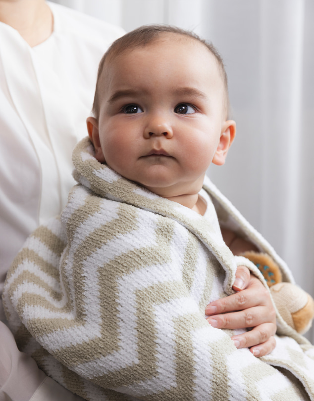 Living Textiles - Chenille Blanket - Chevron Taupe
