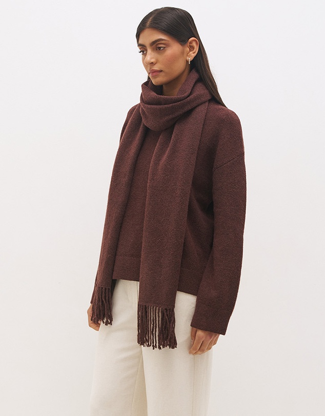 MON RENN - Detachable Scarf Knit Jumper
