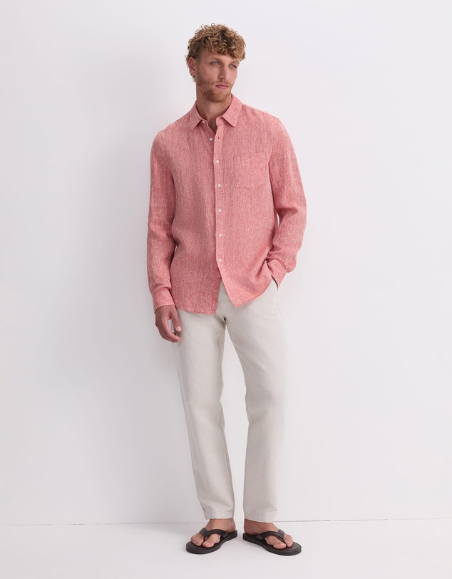 Sportscraft - Long Sleeve Linen Yarn Dyed Shirt