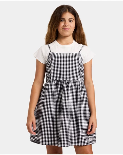Billabong Kids - Girls 6 to 16 Gingham Crush Mini Dress