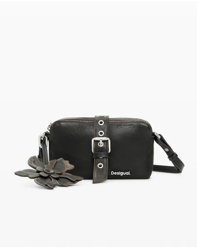 Desigual - Medium crossbody wallet with flower appliqués