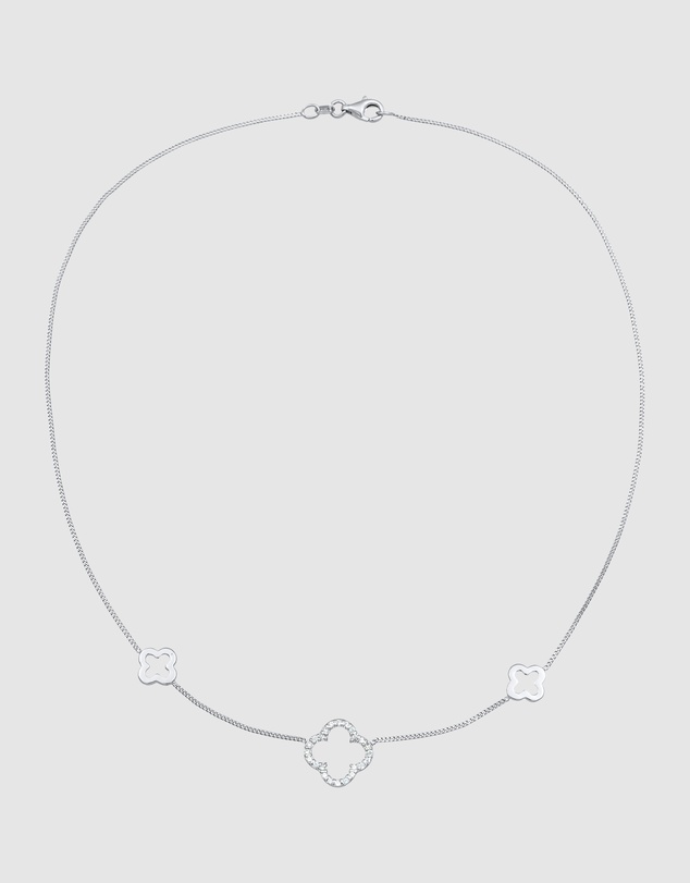 Elli Jewelry - Cloverleaf Zirconia Necklace in 925 Silver