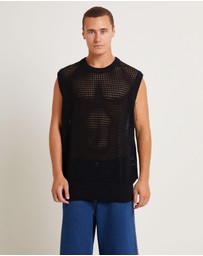 Black Noise White Rain - Lydo Net Knit Vest