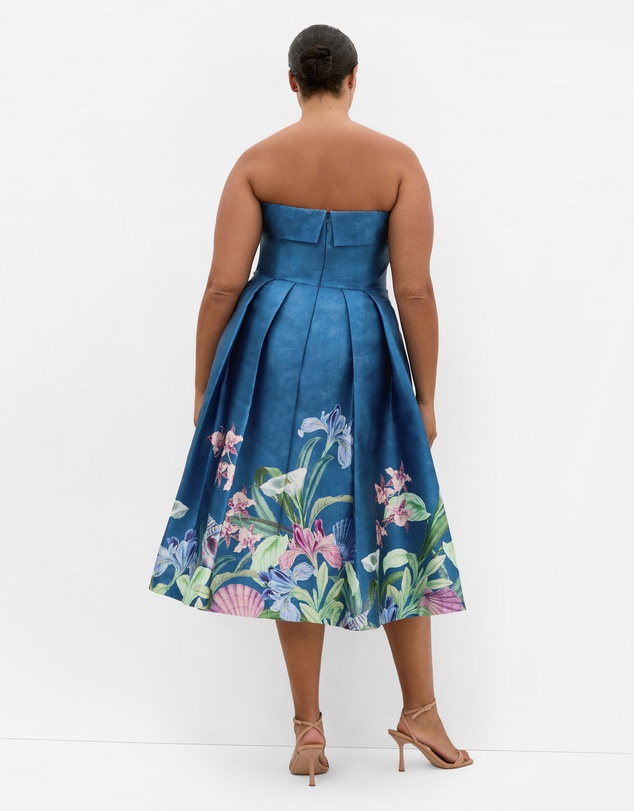 City Chic - Plus size Tiffany Bloom Strapless Midi Dress - jade