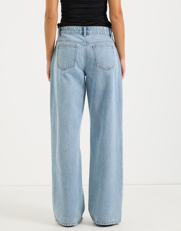 Calli - Rue Crossover Waist Band Mid Rise Wide Leg Jeans