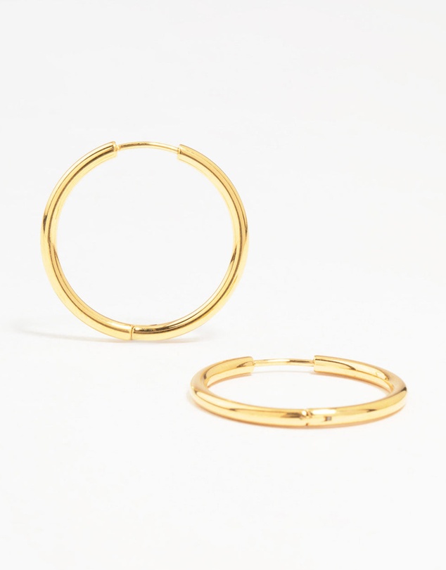 Lovisa - Gold Plated Surgical Steel Polished Hoop Earrings