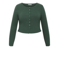 City Chic - Plus size Lily Micro Rib Top - forest