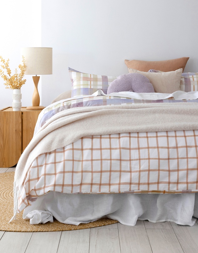 Bambury - Dion Watercolour Check Printed Cotton Quilt Cover Set - Reversible