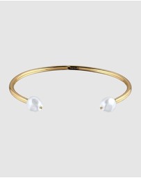 Elli Jewelry - Pearl Cuff Bracelet in Gold-Plated 925 Sterling Silver