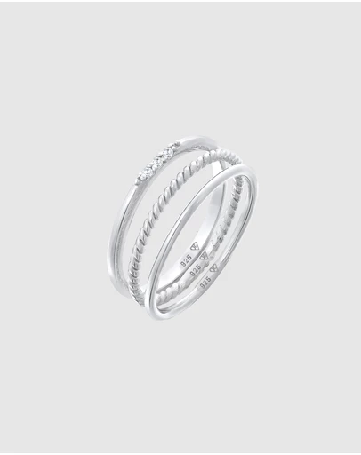 Elli Jewelry - Zirconia Ring Set in 925 Silver