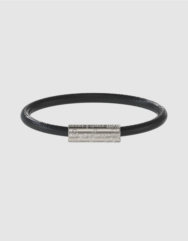 GUESS - Silver-Tone Black Leather Bracelet