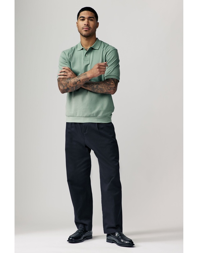 NEXT - Textured Waffle Button Through 100% Cotton Polo Shirt