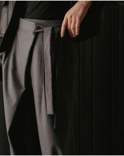 IDA+S - Amira Wool Asymmetrical Pleated Trousers