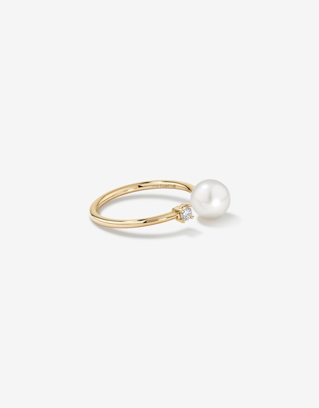 Michael Hill - Cultured Freshwater Pearl and Diamond Open Ring in 10kt Yellow Gold