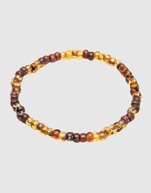 Nialaya Jewellery - Wristband With Amber Japanese Miyuki Beads