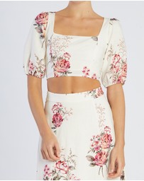 Amelius - Heartloom Rose Linen Crop Top