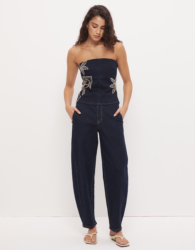 MON RENN - Cora Denim Barrel Leg Jeans