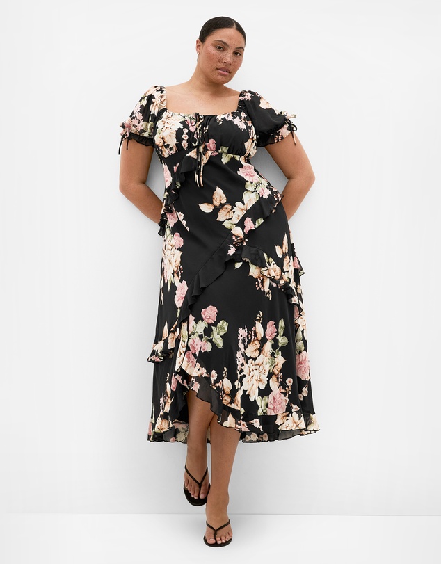 City Chic - Plus size Shayla Floral Print Maxi Dress - black