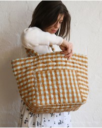 Mosey Me - Honey Blue Seersucker Quilted Bag