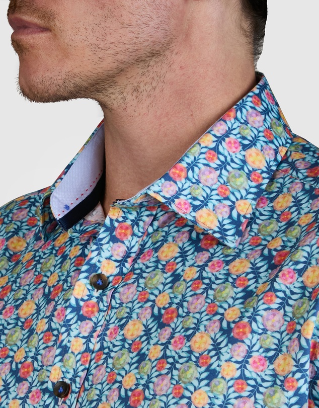 Abelard - Gem-Flower Print Slim Fit Shirt