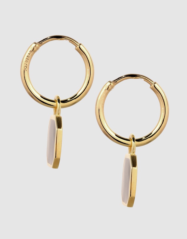 Kuzzoi - ICONIC EXCLUSIVE - Enamel Octagon Hoop Earrings in Gold-Plated 925 Silver