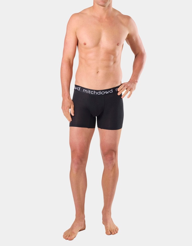 Mitch Dowd - Mens Bamboo Comfort Long Leg Trunk 3 Pack - Black