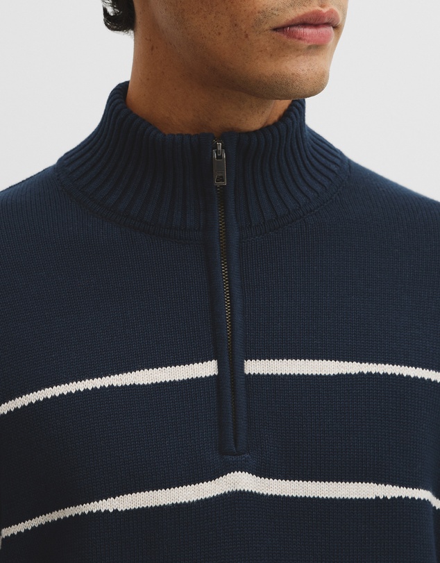 Country Road - Australian Good Earth Cotton Half Zip Stripe Knit
