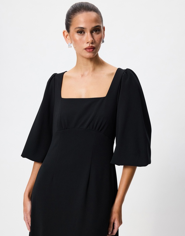 Tussah - Rosalie Square Neck Puff Sleeve Midi Dress