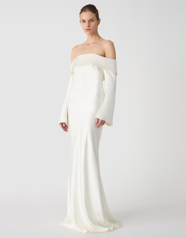 MISHA - Bianca Off Shoulder Long Sleeve Gown