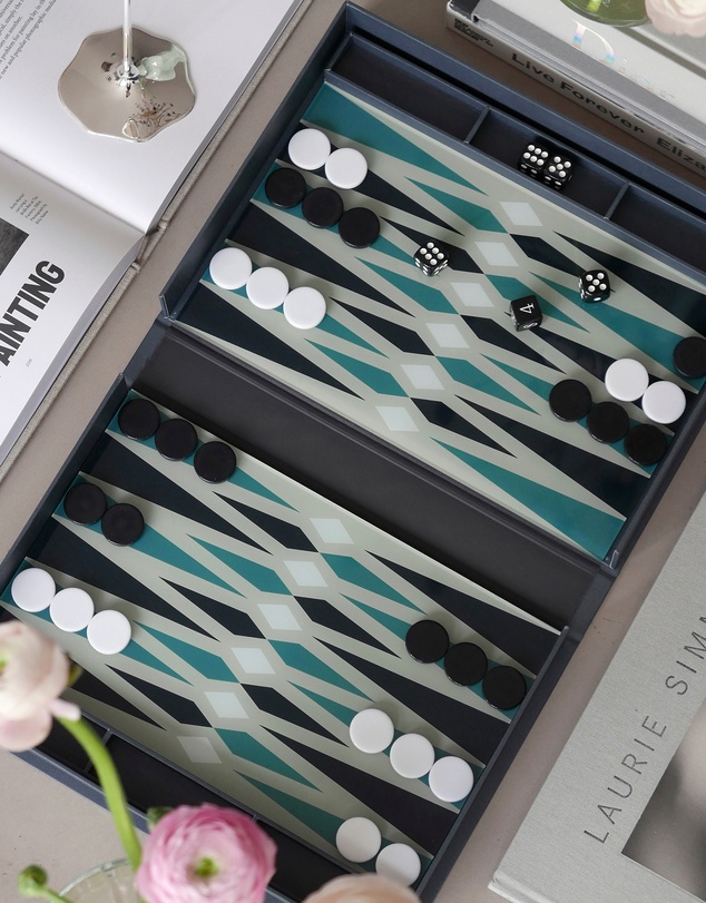 Printworks - Printworks Classic Backgammon -Grey Blue