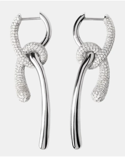 PDPAOLA - Pave Twist Silver Hoop Earrings