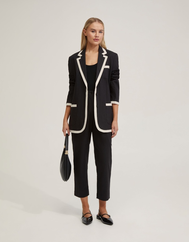 Oxford - Willow Linen Jacket With Contrast Trim