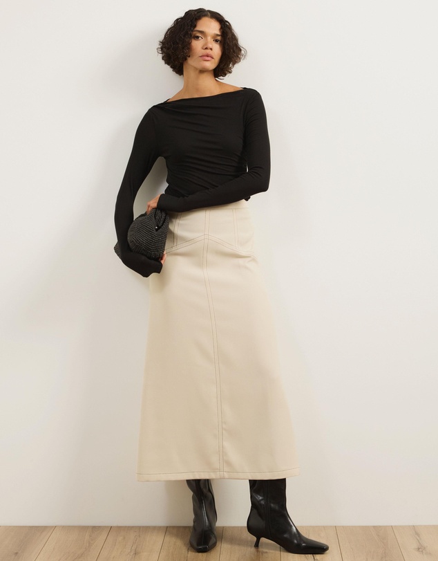 Atmos&Here - Mia Contrast Stitch Maxi Skirt