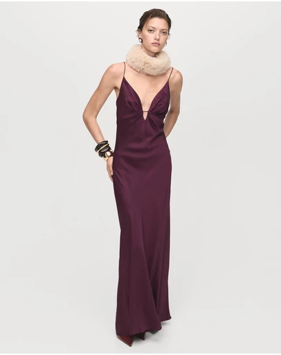 M.N.G - V-Neck Satin Dress