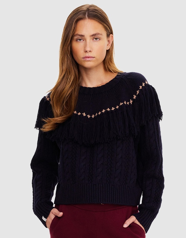 The Upside - Clara Tassel Knit Sweater - apres ski