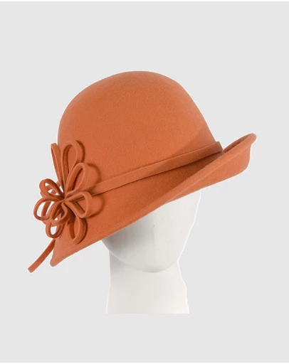 Max Alexander - Winter Felt Orange Cloche Hat