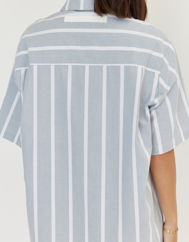 ALEXANDRA - Apex Dress Chambray Sage Stripe