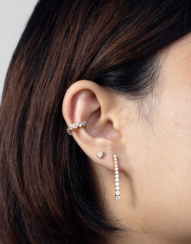 Wanderlust + Co - Pave 14K Gold Vermeil Tennis Earrings