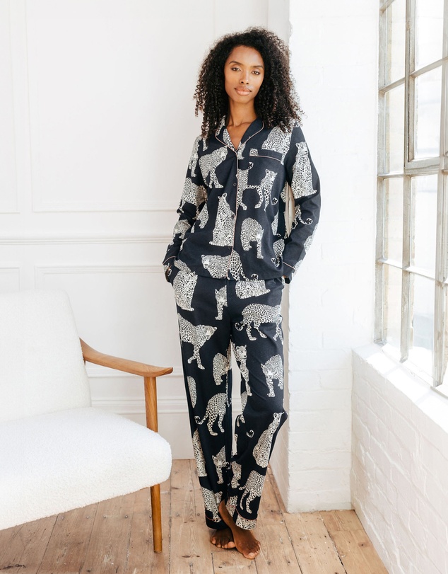 Chelsea Peers - Organic Cotton Leopard Print Long Pyjama Set