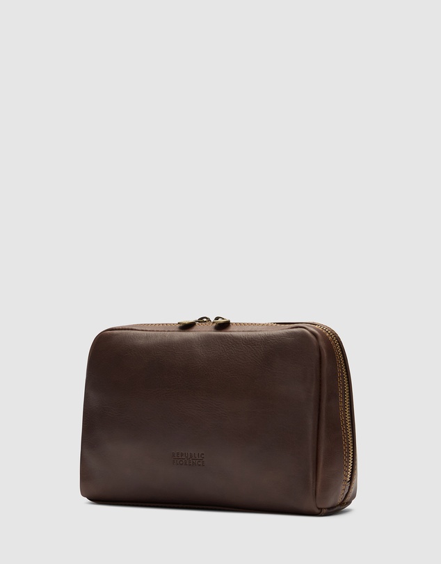 Republic of Florence - Primo Matt Chocolate Toiletry Bag