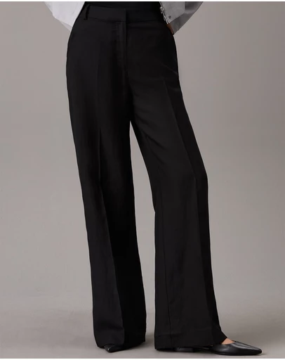 Calvin Klein - Wide Leg Linen Blend Pants