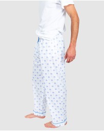 Sant And Abel - Men's Blue Palm Tree Pajama Pants