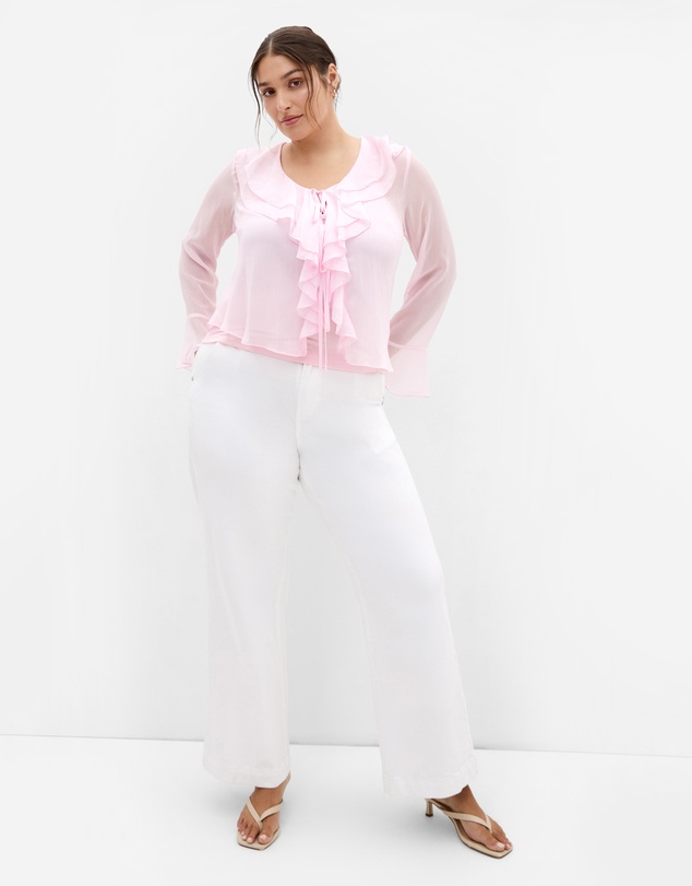 City Chic - Plus size Luscious Sheer Ruffles Top - pout
