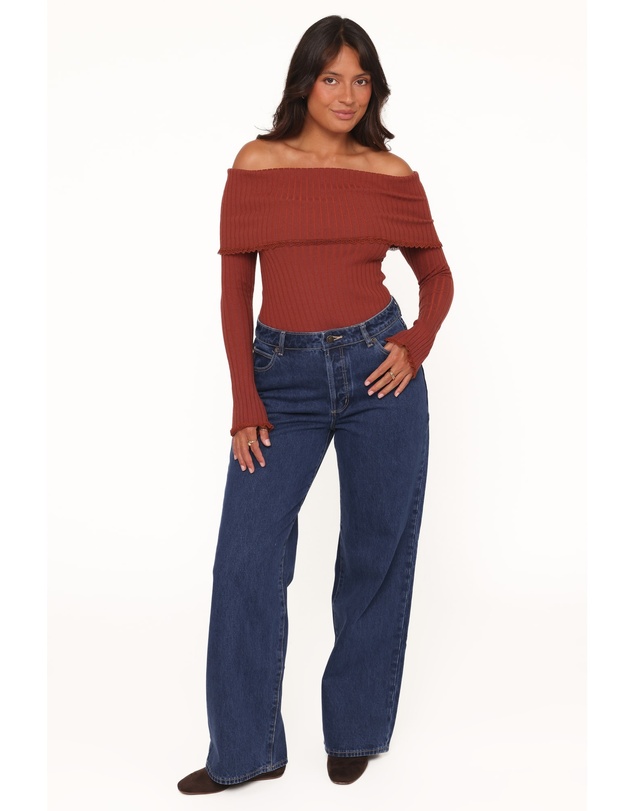 Petal & Pup - Sirmione Off Shoulder Pointelle Top - Burgundy