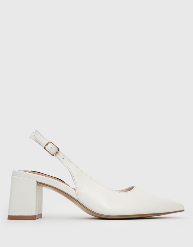Betts - Wider Fit Kendra Leather Pointed Toe Slingback Pumps