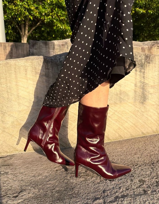 AERE - Anais Square Toe Heeled Leather Ankle Boots